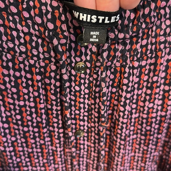 Whistles Multicolour Twist Dot Print Skirt Size 4 Midi Length Purple Viscose - Picture 8 of 8